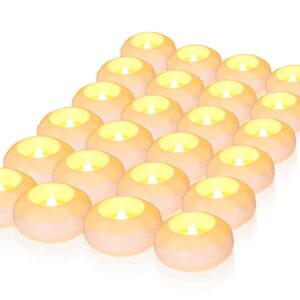 homemory 24 pack 100+ hour flameless led floating candles, 3” battery operated flickering waterproof tealights for cylinder vases, centerpieces at wedding, party, pool, holiday (warm white)