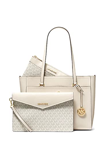 Michael Kors Maisie Large Leather 3-IN-1 Tote Bag (Cream)