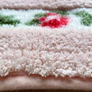 LZSOMPK Pretty Rose Flower Area Rugs Bedroom Rugs Bathroom Rugs Bath Mat Super Soft Kitchen Mat Living Room Carpets 17.7 x 47 inches (Pink)