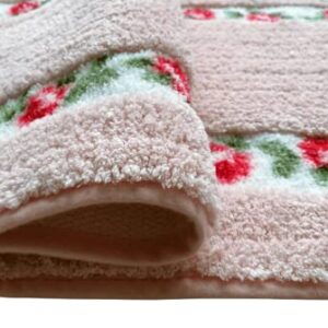 LZSOMPK Pretty Rose Flower Area Rugs Bedroom Rugs Bathroom Rugs Bath Mat Super Soft Kitchen Mat Living Room Carpets 17.7 x 47 inches (Pink)