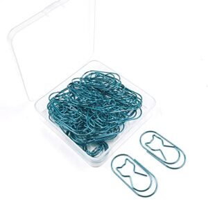 50pcs paper clips, cat paper clips, office supplies bookmark clips, funny paper clips for office school home desk organizers (blue)