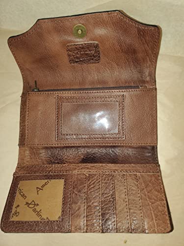 American Darling Wallet 4x8 inch Hand Carved Leather Purse for Womens Western Clutch Cow Girls