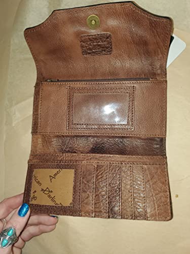 American Darling Wallet 4x8 inch Hand Carved Leather Purse for Womens Western Clutch Cow Girls