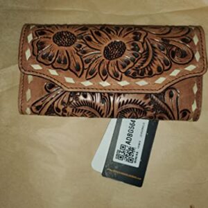 American Darling Wallet 4x8 inch Hand Carved Leather Purse for Womens Western Clutch Cow Girls