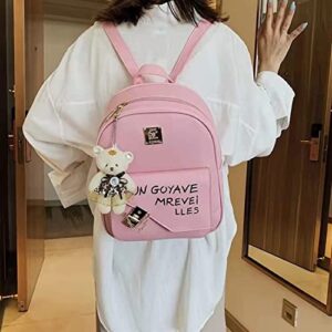 Nvnbm Women backpack purse women mini backpack 3 piece set cute small backpack girl school bag (pink) Small Size