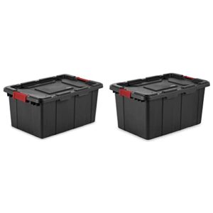sterilite 14649006 15 gallon/57 liter industrial tote, black lid & base w/ racer red latches, 6-pack & 14669004 27 gallon/102 liter industrial tote, black lid & base w/ racer red latches, 4-pack