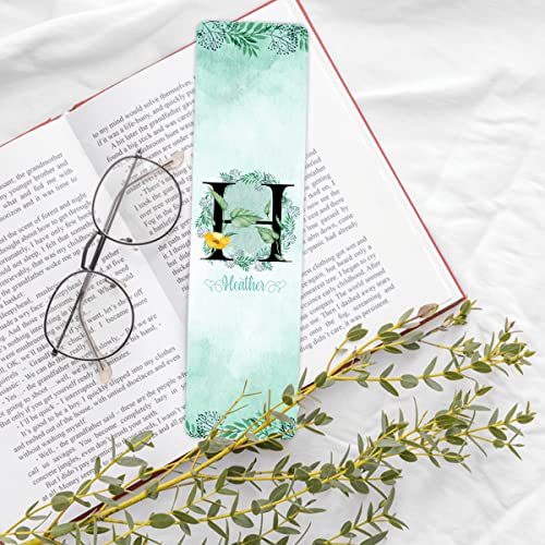 Personalized Bookmark Customized Floral Initial Monogram Bookmarks with Name Gifts for Book Lovers Women Men Kids On Birthday Christmas Day Monogrammed Custom Ruler Ornament Markers, Multicolored