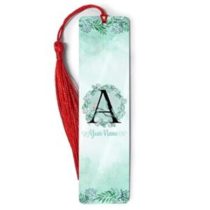 Personalized Bookmark Customized Floral Initial Monogram Bookmarks with Name Gifts for Book Lovers Women Men Kids On Birthday Christmas Day Monogrammed Custom Ruler Ornament Markers, Multicolored