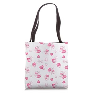 cute love pattern for women pink valentines day decor heart tote bag
