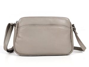 leather crossbdoy bag for women medium lightweight shoulder purse top zipper multiple pocket (fossil)