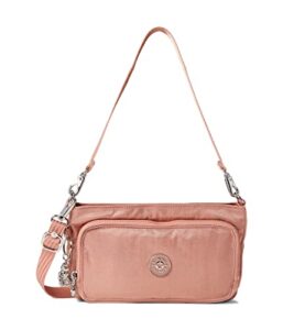 kipling women’s myrte crossbody handbag, convertible metallic purse, nylon clutch and waist bag, dt warm rose m2
