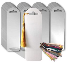 sublimation blank bookmarks with tassels. bulk blanks (25) ideal starter kit for beginners or pros looking for sublimatable bookmarks to decorate, make your own bookmark with ink dye