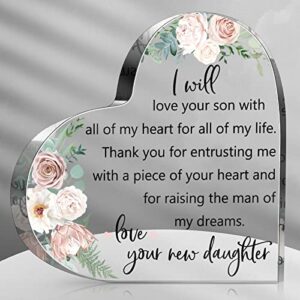 mother of the groom gifts gift for mother of the groom from bride wedding gifts i will love your son with all my heart for all my life decor wedding gifts for mother of the groom (heart shape)
