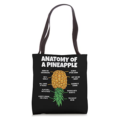 Anatomy Of A Pineapple Swinger Funny Upside Down Pineapple Tote Bag