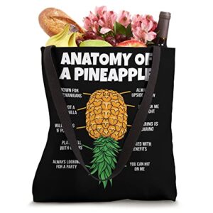 Anatomy Of A Pineapple Swinger Funny Upside Down Pineapple Tote Bag