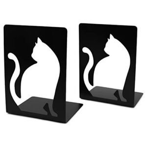 unique hollow out design cat bookends student book ends metal office desk school library decoration bookshelf book organizer for christmas birthday gift