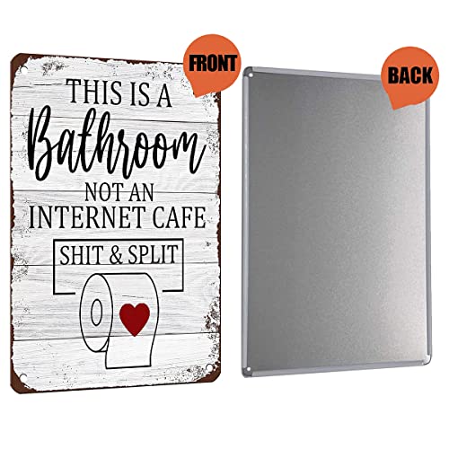 Mesibo Funny Sarcastic Metal Tin Sign Bathroom Decor Signs This Is Bathroom Not An Internet Cafe Shit & Split 12x8 Inches