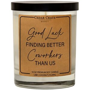 good luck finding better coworkers than us – congratulations gifts for women, men, going away gift for coworker, farewell gift, boss lady gift for women, best boss, promotion gift, funny candle gift