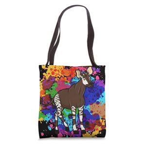 africa safari zoo animal lover okapi lover colorful okapi tote bag