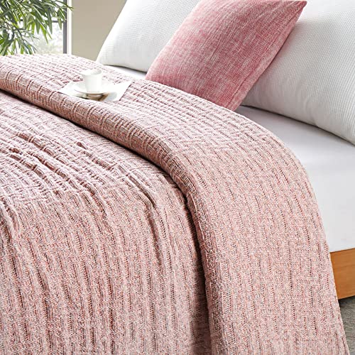 Milvowoc Fluffy Chenille Knitted Throw Blanket 50 x 60 Inch Impressive Texture Dusty Rose Chenille Knit Blanket for Bed Sofa Couch Chair and Living Room