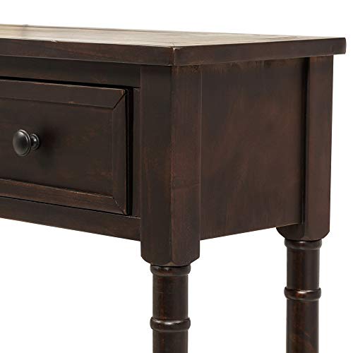 Merax Retro Console Table Sofa Table for Entryway with Drawers and Shelf Living Room Table (Espresso)