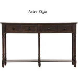 Merax Retro Console Table Sofa Table for Entryway with Drawers and Shelf Living Room Table (Espresso)