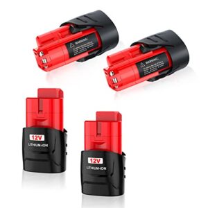 bonacell 4 pack replacement for milwaukee m12 battery 3.0ah 12 volt battery compatible with milwaukee 12v battery 48-11-2411 48-11-2402 48-11-2440 48-11-2411 cordless tools