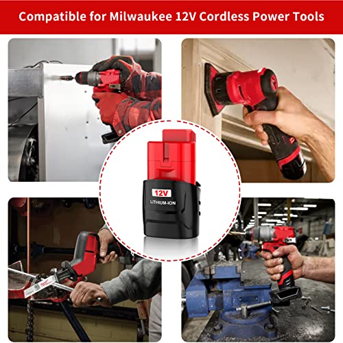 Bonacell 4 Pack Replacement for Milwaukee M12 Battery 3.0Ah 12 Volt Battery Compatible with Milwaukee 12V Battery 48-11-2411 48-11-2402 48-11-2440 48-11-2411 Cordless Tools