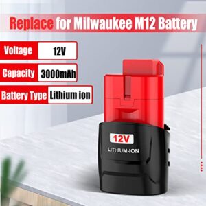 Bonacell 4 Pack Replacement for Milwaukee M12 Battery 3.0Ah 12 Volt Battery Compatible with Milwaukee 12V Battery 48-11-2411 48-11-2402 48-11-2440 48-11-2411 Cordless Tools