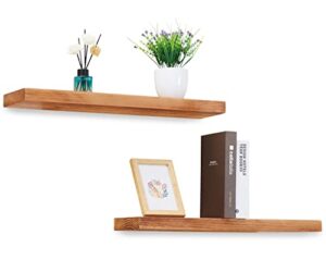 2 pack 16″ solid cedar wood floating shelves, brushed finish, wall mounted for home living room bathroom