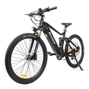 accolmile 27.5″ electric mountain bike : colabear adult ebike with 8fun 48v 750w mid drive motor & 17.5ah removable lithium battery & dpc18 display, shimano 8 speed gears (black)