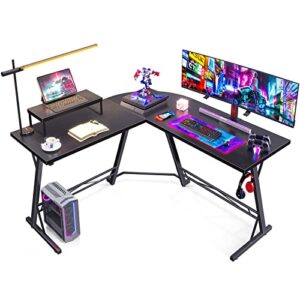 casaottima gaming desk l shaped computer desk, corner desk for home office with monitor stand 51″, black