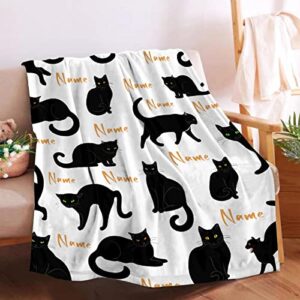 RAMEN BLANKET Custom Black Cats Blanket Throw Super Soft and Cozy Blankets for Home Decoration, Couch, Bed, Sofa 40"x30" Extra Small for Pets for All Seasons