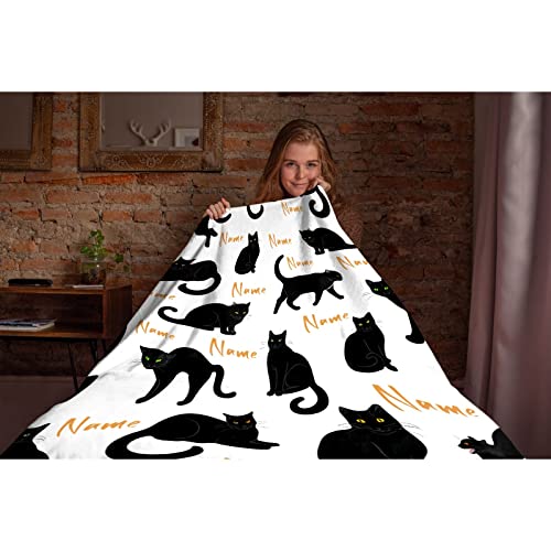 RAMEN BLANKET Custom Black Cats Blanket Throw Super Soft and Cozy Blankets for Home Decoration, Couch, Bed, Sofa 40"x30" Extra Small for Pets for All Seasons