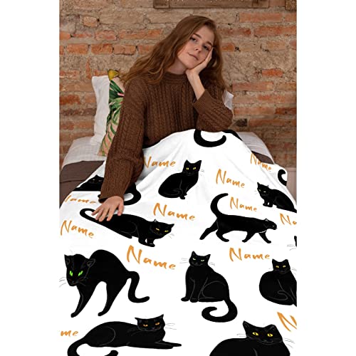 RAMEN BLANKET Custom Black Cats Blanket Throw Super Soft and Cozy Blankets for Home Decoration, Couch, Bed, Sofa 40"x30" Extra Small for Pets for All Seasons