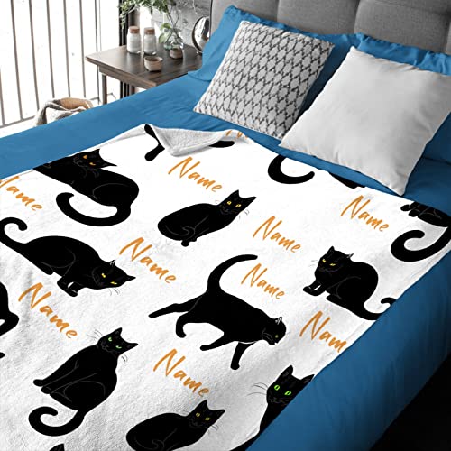 RAMEN BLANKET Custom Black Cats Blanket Throw Super Soft and Cozy Blankets for Home Decoration, Couch, Bed, Sofa 40"x30" Extra Small for Pets for All Seasons