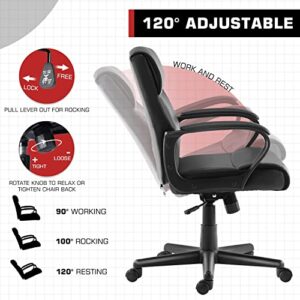 HOMEFLA Home Office Chair Mid-Back Office Computer Desk Chair with Armrest Adjustable Height/Tilt Swivel Rolling Chair