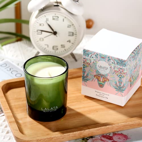 LALATA Scented Candles Bergamot & Tuberose Jasmine Candle for Home Natural Soy Candles 8 OZ-220g 45 Hours Burn Home Decor Aromatherapy Jar Candles