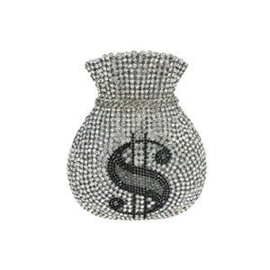 tngan women money pouch evening bag sparkling crystal purses rhinestones wedding party prom clutch, a-silver