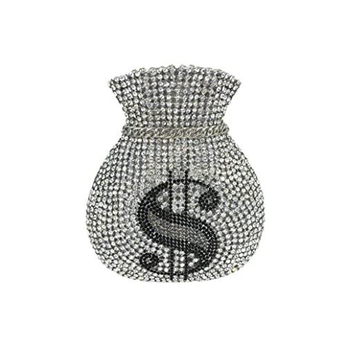 Tngan Women Money Pouch Evening Bag Sparkling Crystal Purses Rhinestones Wedding Party Prom Clutch, A-Silver