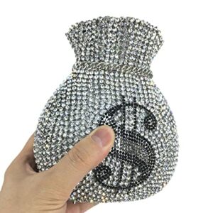 Tngan Women Money Pouch Evening Bag Sparkling Crystal Purses Rhinestones Wedding Party Prom Clutch, A-Silver