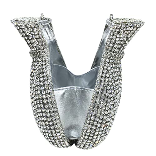 Tngan Women Money Pouch Evening Bag Sparkling Crystal Purses Rhinestones Wedding Party Prom Clutch, A-Silver