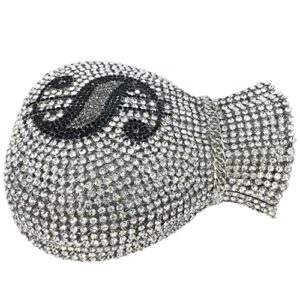 Tngan Women Money Pouch Evening Bag Sparkling Crystal Purses Rhinestones Wedding Party Prom Clutch, A-Silver