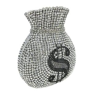 Tngan Women Money Pouch Evening Bag Sparkling Crystal Purses Rhinestones Wedding Party Prom Clutch, A-Silver