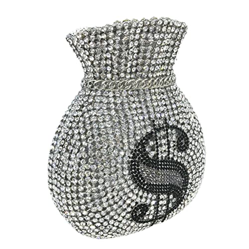 Tngan Women Money Pouch Evening Bag Sparkling Crystal Purses Rhinestones Wedding Party Prom Clutch, A-Silver