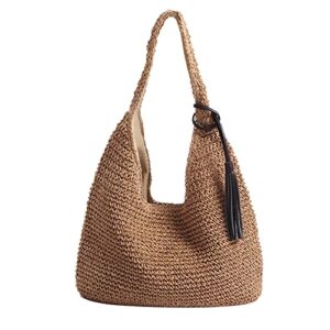 jqwsve straw bag for women summer beach bag soft woven tote bag large rattan shoulder bag for vacation