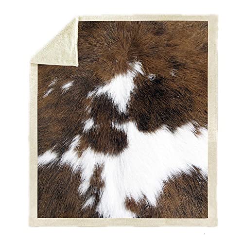 TOMWISH Cow Print Blanket Throws Animal Brown White Throw Fleece Blanket Soft Blanket Microfiber 50X60 Throw Blanket for Women Men and Kids Warm and Cozy Throw Decorative for Bedroom Sofa Floor