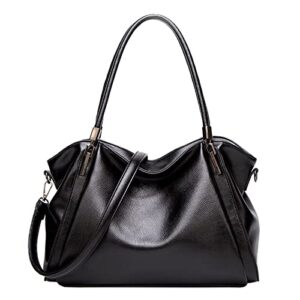 pu leather purses and handbags for women, tote top handle bags, hobo purse designer satchel crossbody shoulder bag (black)