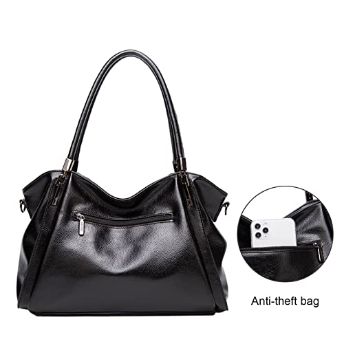 PU Leather Purses and Handbags for Women, Tote Top Handle Bags, Hobo Purse Designer Satchel Crossbody Shoulder Bag (Black)