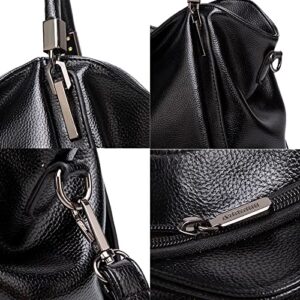 PU Leather Purses and Handbags for Women, Tote Top Handle Bags, Hobo Purse Designer Satchel Crossbody Shoulder Bag (Black)